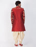 Vastramay Men's Maroon Silk Blend Sherwani Set